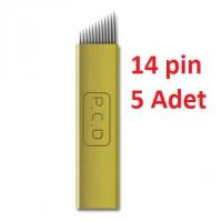 Microblading İğnesi PCD 14 Pin 5 Adet Sarı